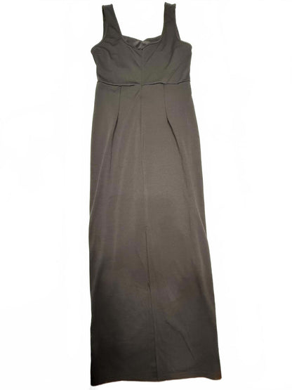 BTFBM Black Maxi Dress Contrast Binding White Piping Sleeveless Slit Size L