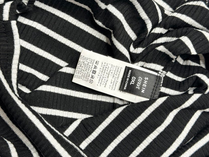 Shein Black and White Striped Mini Dress - Bodycon Short Sleeve Grunge S