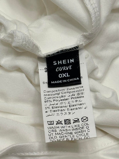 SHEIN Curve White Scoop Neck Mini Dress Bow Lettuce Trim 0XL Plus Size Coquette