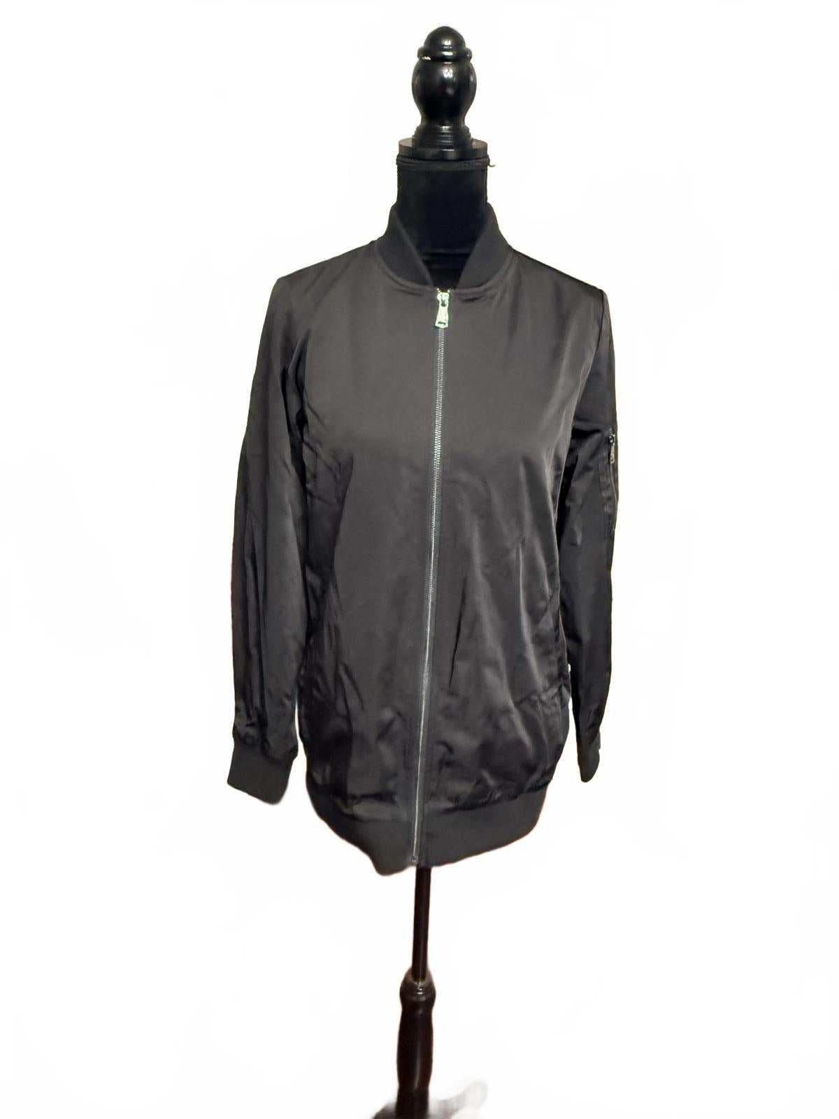 Bernardo Black Full Zip Bomber Jacket Utility Sleeve Pocket mens Size S