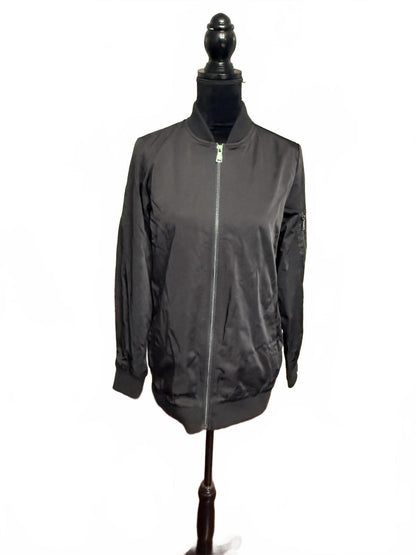 Bernardo Black Full Zip Bomber Jacket Utility Sleeve Pocket mens Size S