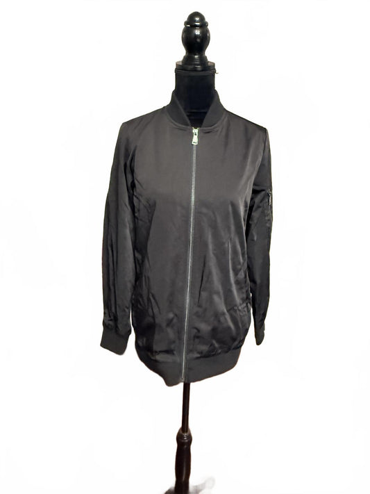 Bernardo Black Full Zip Bomber Jacket Utility Sleeve Pocket mens Size S