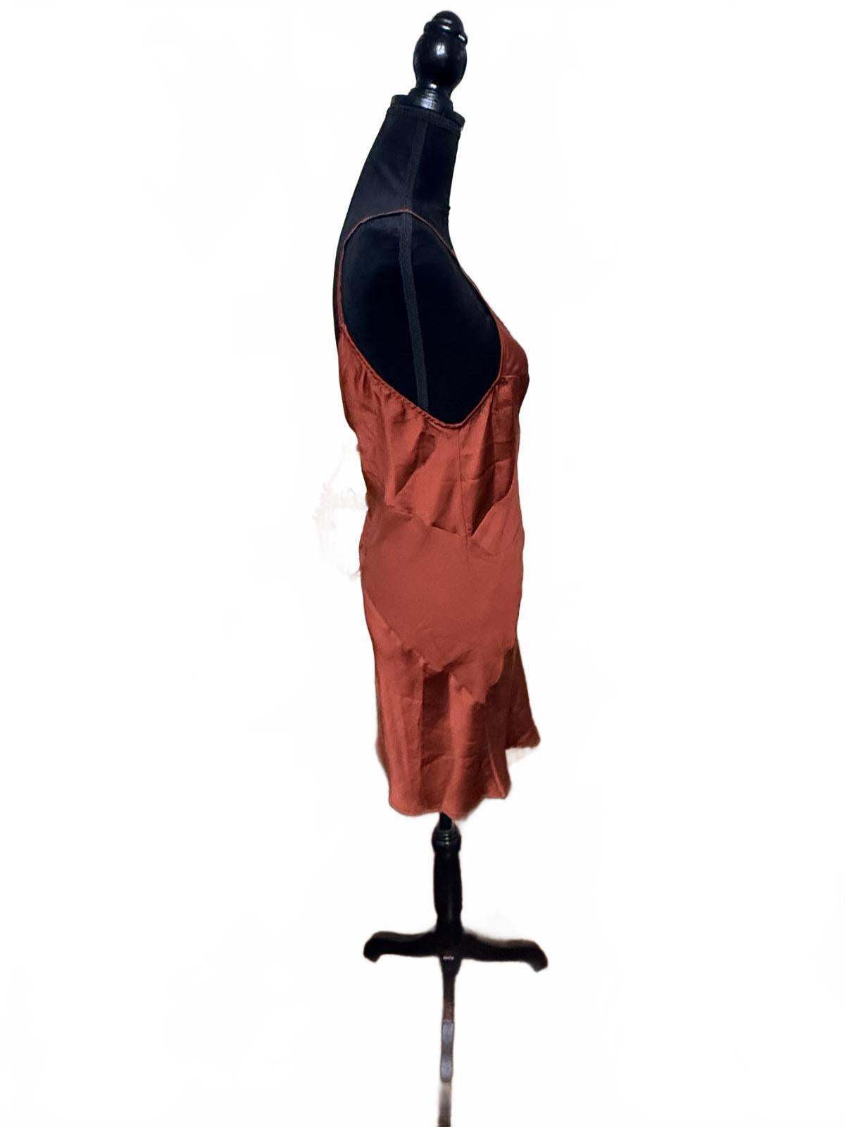 Intimately Free People It Takes Two Satin Wrap MiniDress Rust Orange Size M Boho