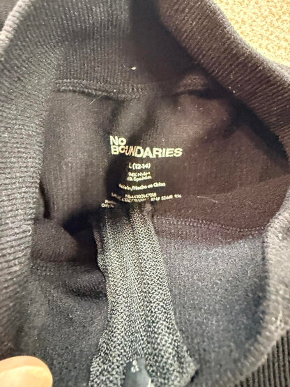 No Boundaries Black Cropped Half Zip Pullover Sweater Ribbed Knit Fleece Top M