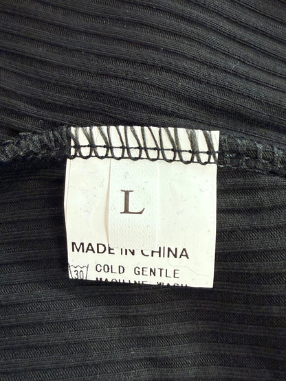 Black Ribbed One Shoulder Crop Top Size L Asymmetric Sleeveless Tank Minimalist