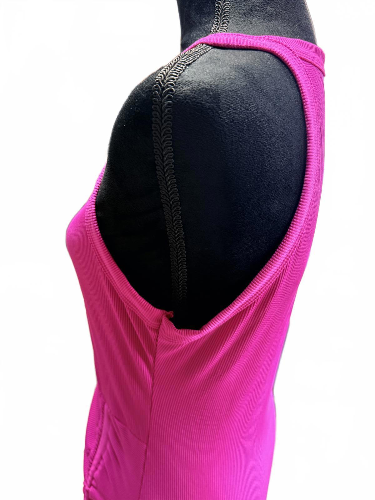SHEIN Pink Ruched Bodycon Midi Dress Sleeveless Side Slit Sexy Party XL Hot Pink