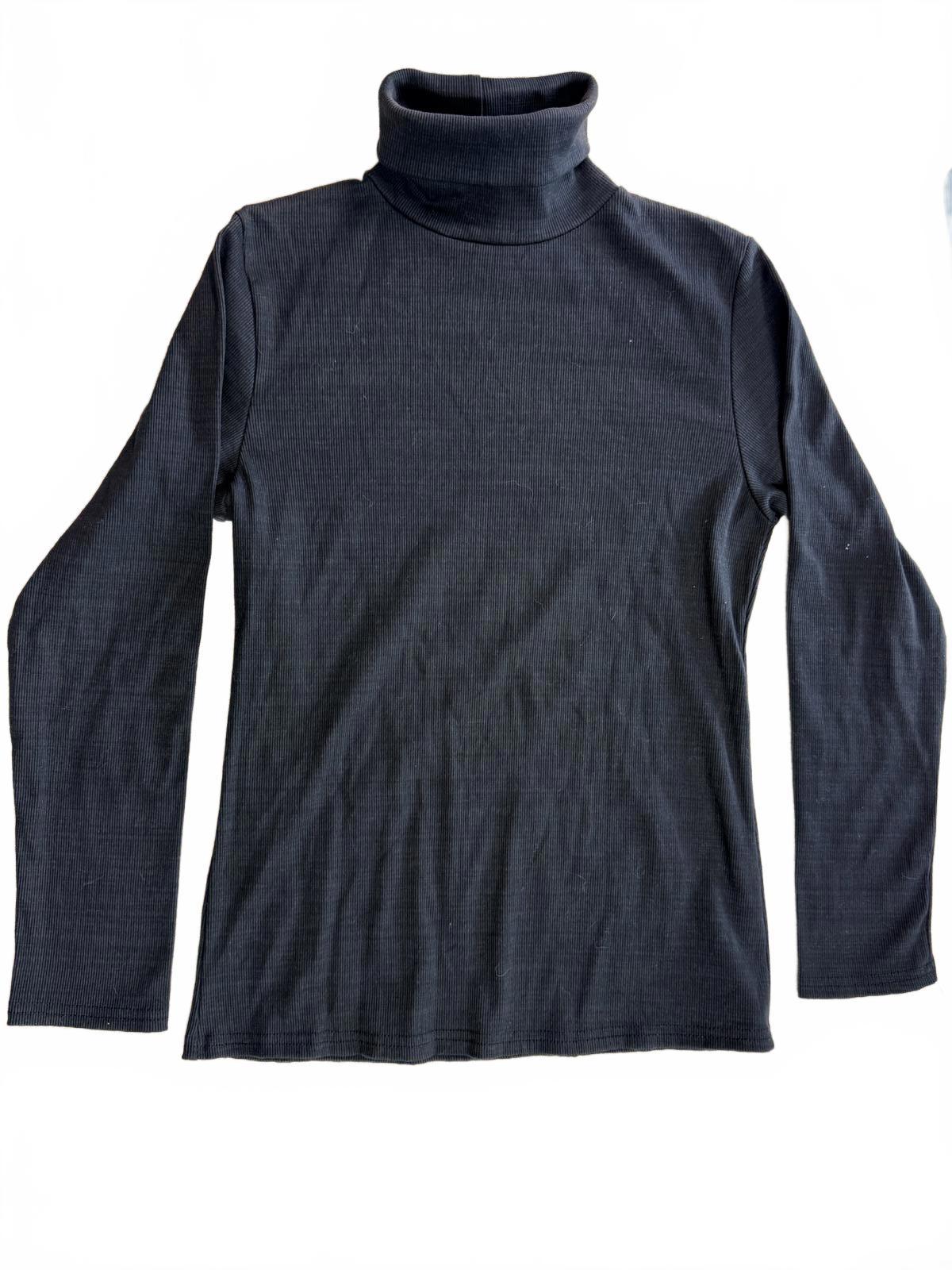 Vintage 90s Womens Black Turtleneck Shirt XL Long Sleeve