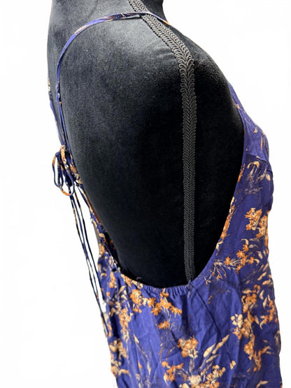 Intimately Free People Emily Paisley Floral Slip Dress Lace Back Mini Blue S