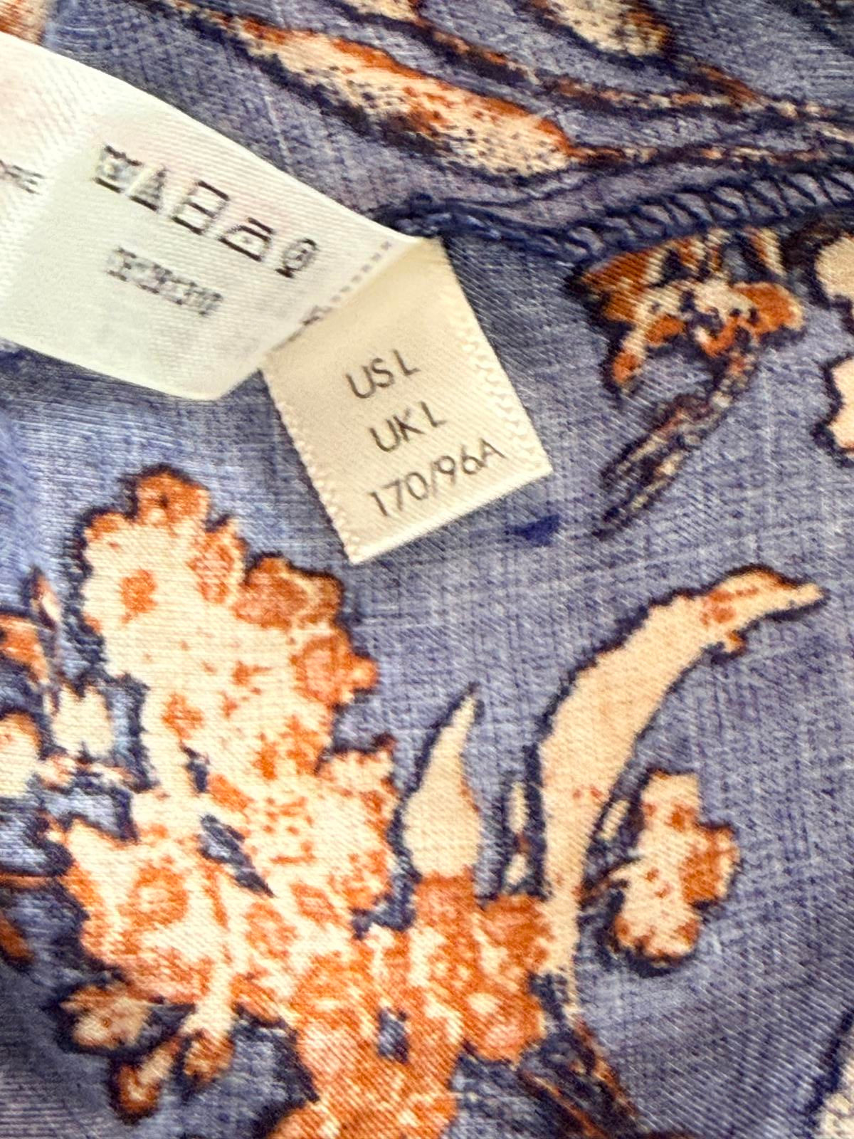 Intimately Free People Emily Paisley Floral Slip Dress Lace Back Mini Blue S