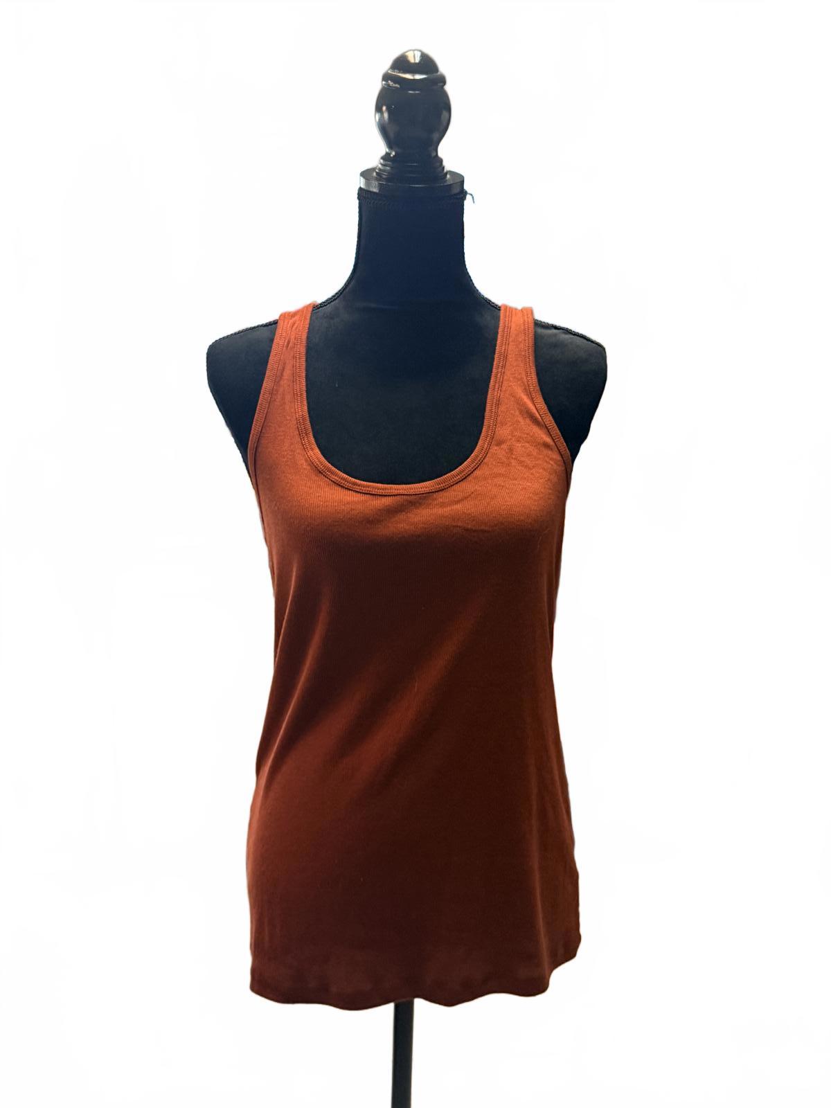 Universal Thread Rust Orange Ribbed Tank Top Scoop Neck Sleeveless Basic Small S