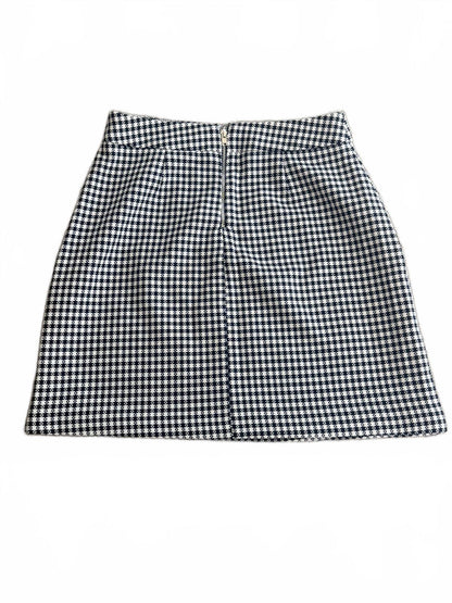 ASOS Black White Houndstooth Mini Skirt High Waisted Preppy Dark Academia Size S
