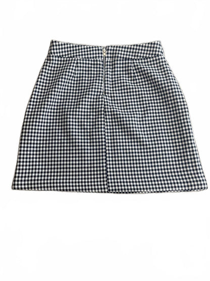 ASOS Black White Houndstooth Mini Skirt High Waisted Preppy Dark Academia Size S