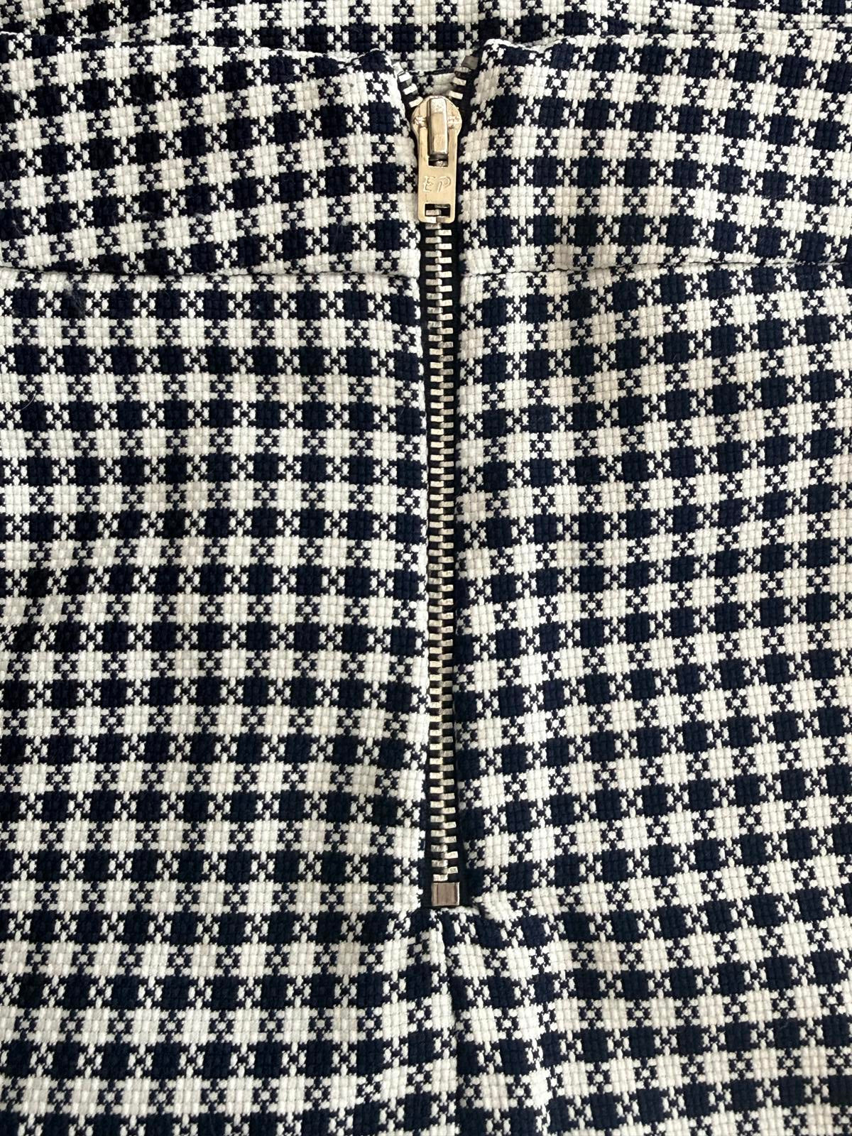 ASOS Black White Houndstooth Mini Skirt High Waisted Preppy Dark Academia Size S