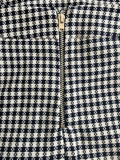 ASOS Black White Houndstooth Mini Skirt High Waisted Preppy Dark Academia Size S
