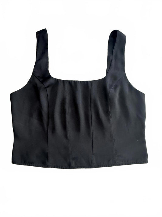 Express Black Square Neck Cropped Tank Top Size L Minimalist Workwear Basic