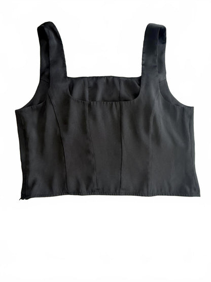 Express Black Square Neck Cropped Tank Top Size L Minimalist Workwear Basic