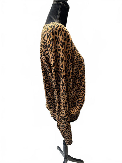 Leopard Print Cardigan XL Mob Wife Aesthetic Indie Sleaze Animal Print Sweater