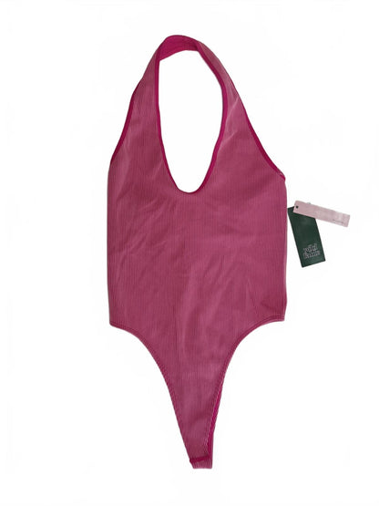 Wild Fable Pink Halter Neck Bodysuit XS Ribbed Sleeveless Backless Boho Y2K