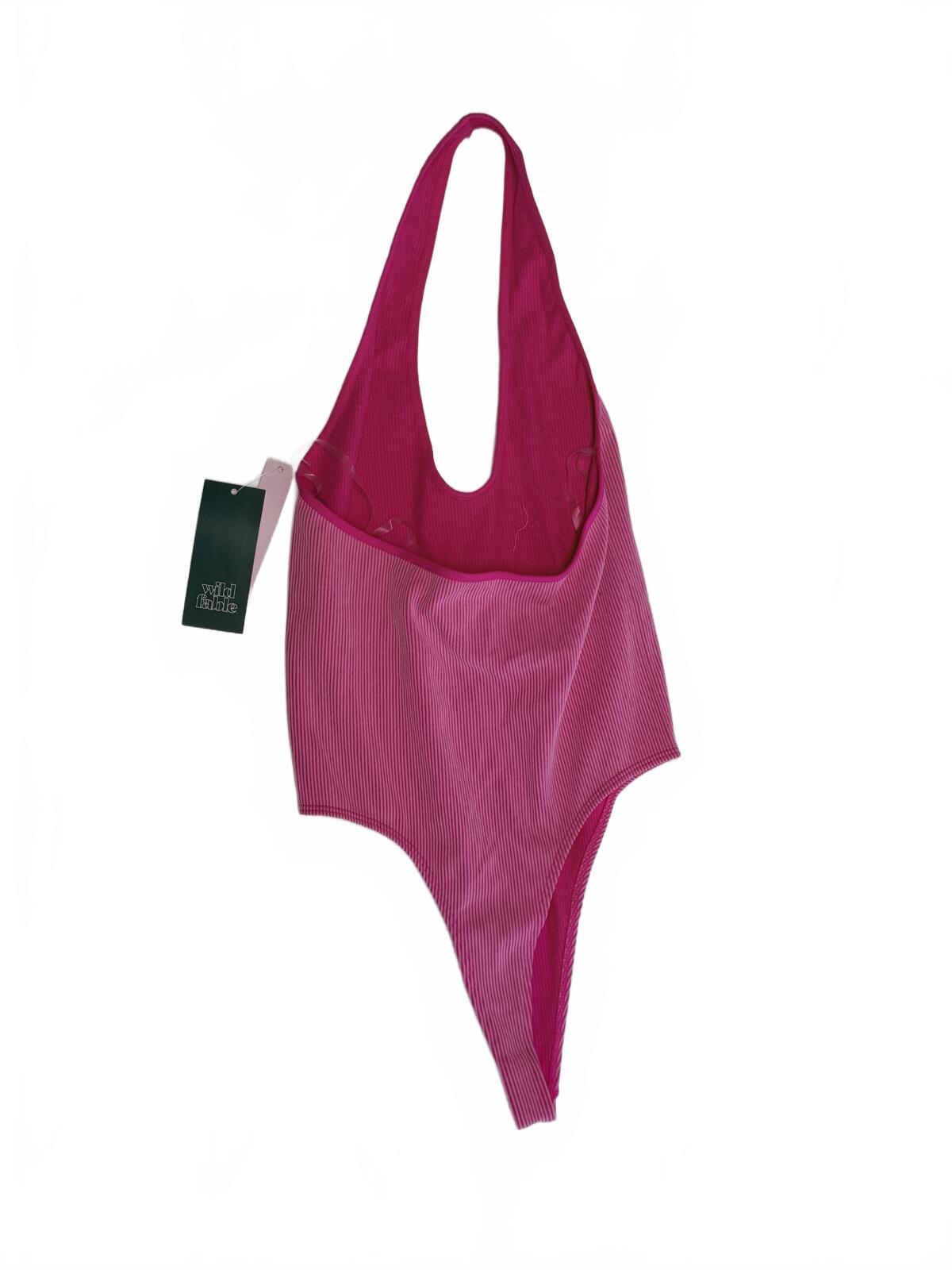 Wild Fable Pink Halter Neck Bodysuit XS Ribbed Sleeveless Backless Boho Y2K