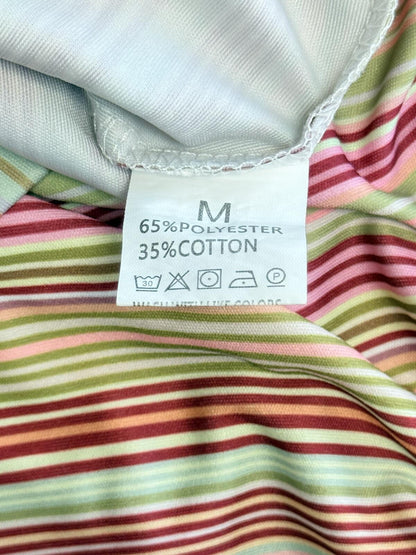 Y2K Striped Camisole Top Polka Dot Trim Boho Cami Multi Color Pastel Size Medium
