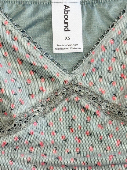 Intimately Free People Floral Camisole Top XS Lace Trim Sage Pink Boho Romantic