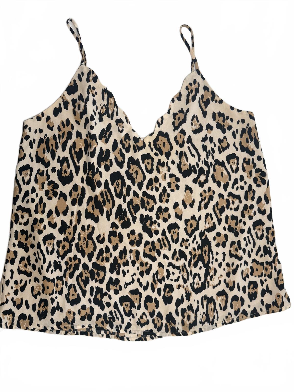 Socialite Leopard Print Cami Tank Top Women's Size Large V-Neck Animal Print