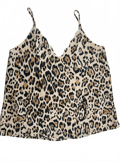 Socialite Leopard Print Cami Tank Top Women's Size Large V-Neck Animal Print