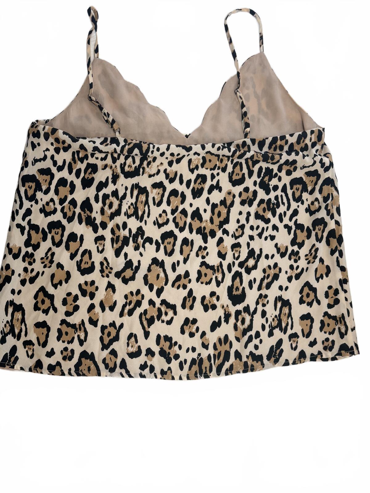 Socialite Leopard Print Cami Tank Top Women's Size Large V-Neck Animal Print