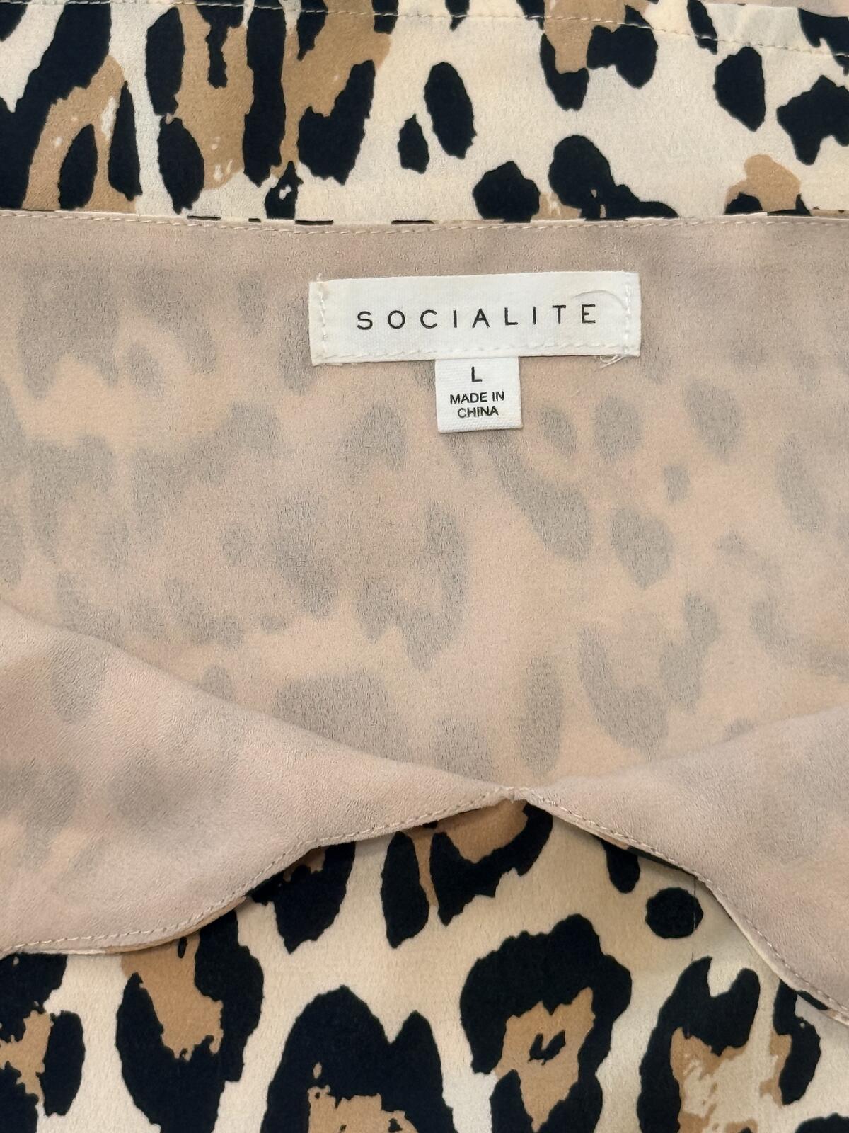 Socialite Leopard Print Cami Tank Top Women's Size Large V-Neck Animal Print