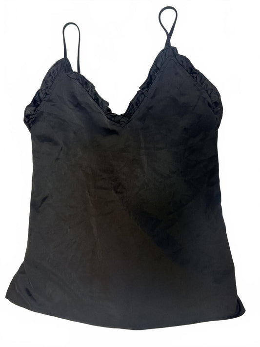 Black Lace Trim Camisole Top Chemise Lingerie Large Goth Coquette Grunge Y2K