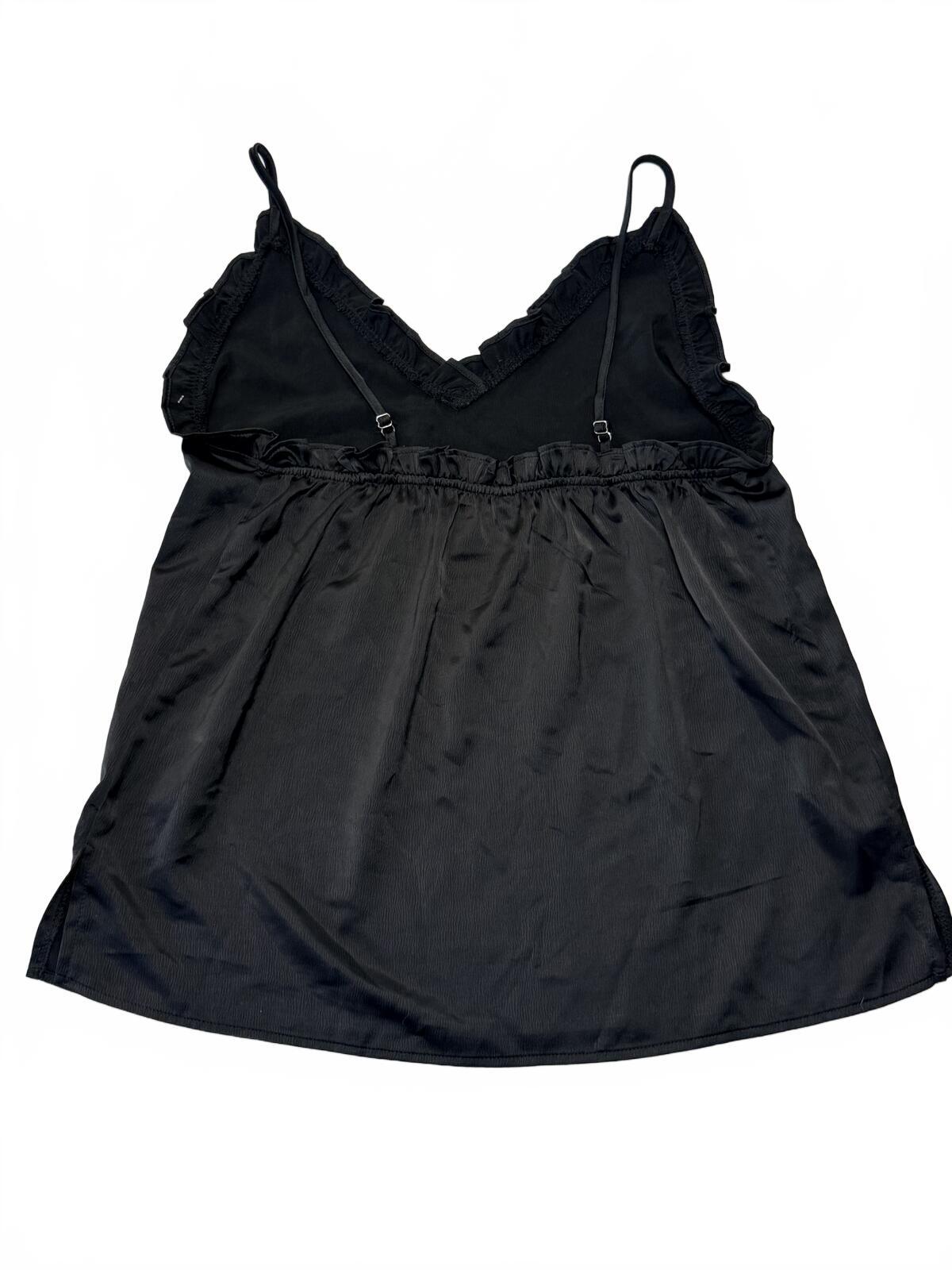 Black Lace Trim Camisole Top Chemise Lingerie Large Goth Coquette Grunge Y2K