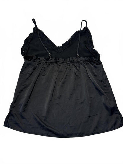 Black Lace Trim Camisole Top Chemise Lingerie Large Goth Coquette Grunge Y2K