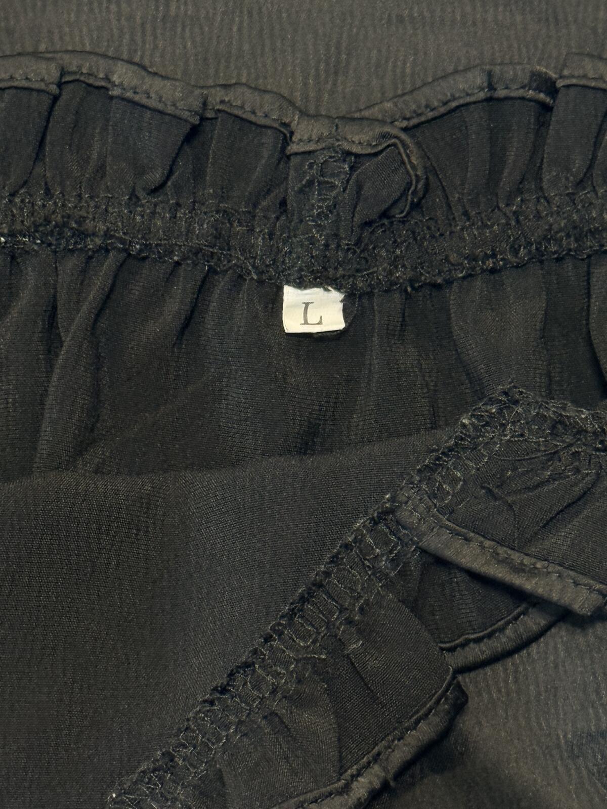 Black Lace Trim Camisole Top Chemise Lingerie Large Goth Coquette Grunge Y2K