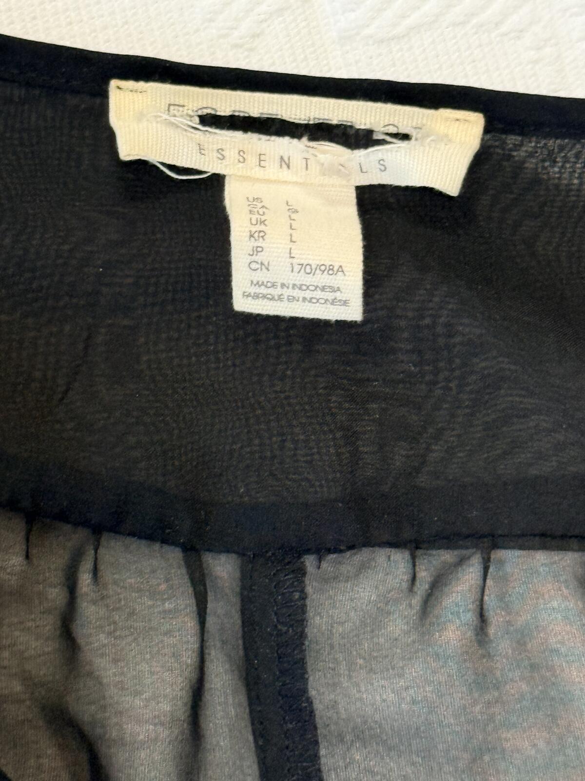 Essentials Black Sheer Mesh Button-Down Blouse - Size Medium