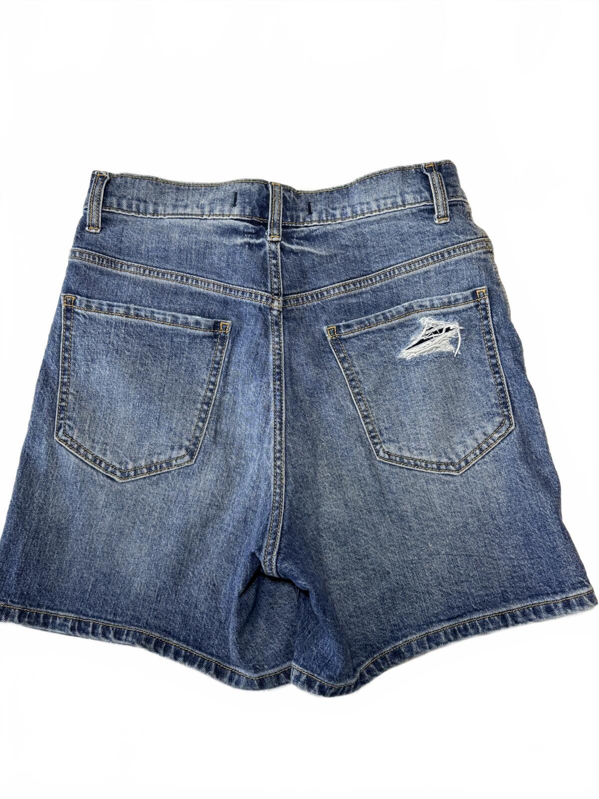 Eunina Olivia High Rise Distressed Denim Shorts Blue Jean Cut Offs Size S