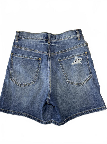 Eunina Olivia High Rise Distressed Denim Shorts Blue Jean Cut Offs Size S
