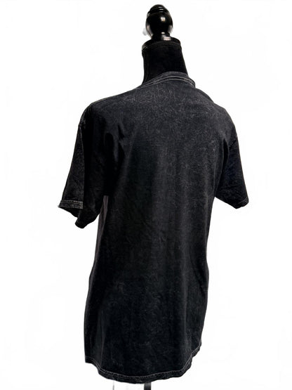 Acid Wash Black Graphic Tee Heart Butts Oversized T-Shirt Streetwear Grunge M