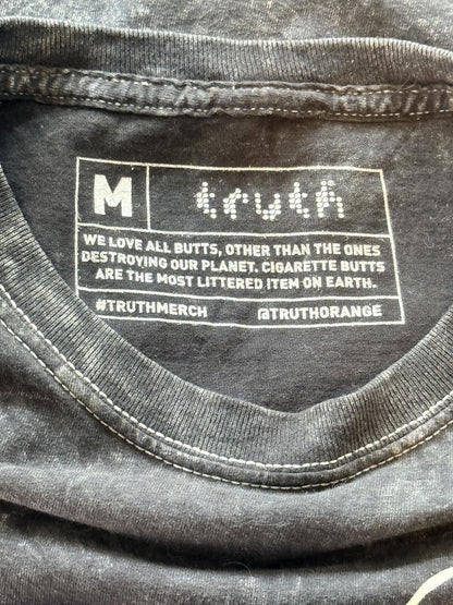 Acid Wash Black Graphic Tee Heart Butts Oversized T-Shirt Streetwear Grunge M