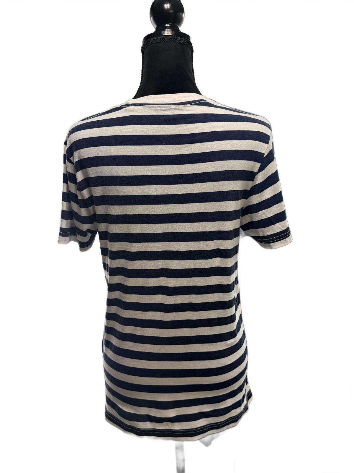 Guess LA 81 Striped T-Shirt Navy White Nautical Y2K Preppy Boho Tee Size M/M