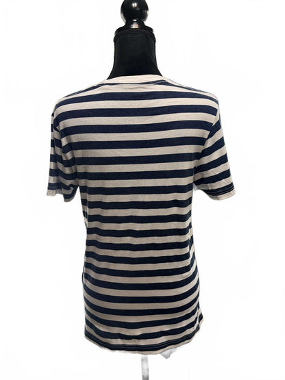Guess LA 81 Striped T-Shirt Navy White Nautical Y2K Preppy Boho Tee Size M/M