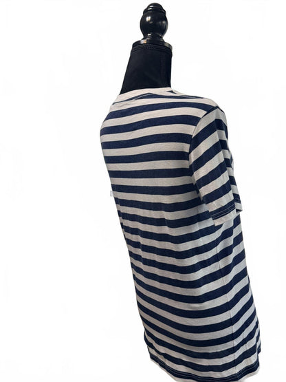 Guess LA 81 Striped T-Shirt Navy White Nautical Y2K Preppy Boho Tee Size M/M