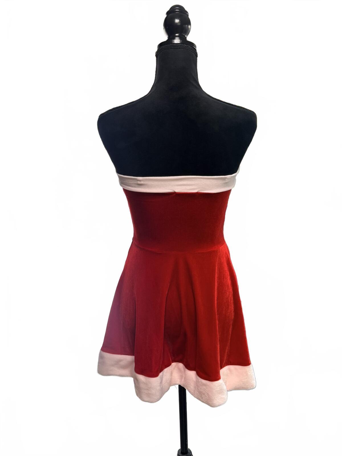 Christmas Red velour Santa dress Tube Mini Dress - Sexy Aesthetic - Size S