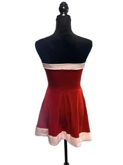 Christmas Red velour Santa dress Tube Mini Dress - Sexy Aesthetic - Size S