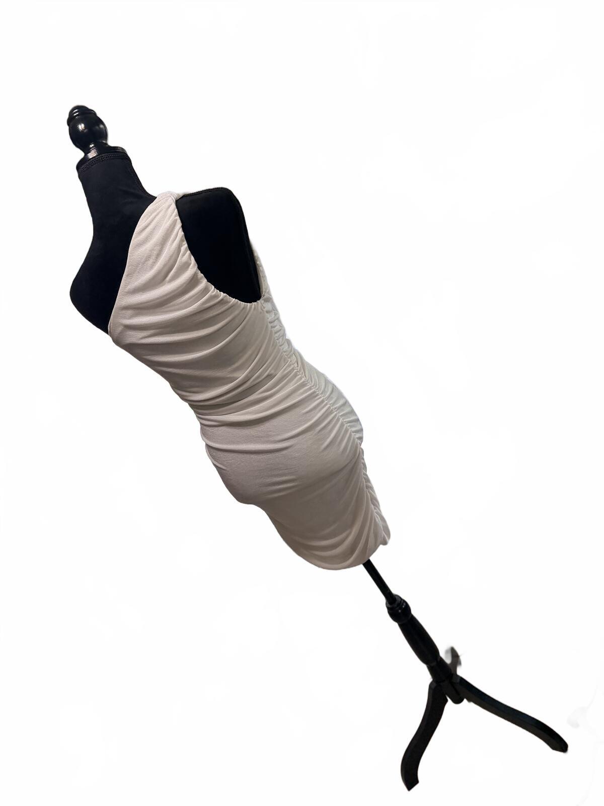 One Shoulder Ruched Bodycon Dress Champagne Beige Mini Cocktail Party Sz Large