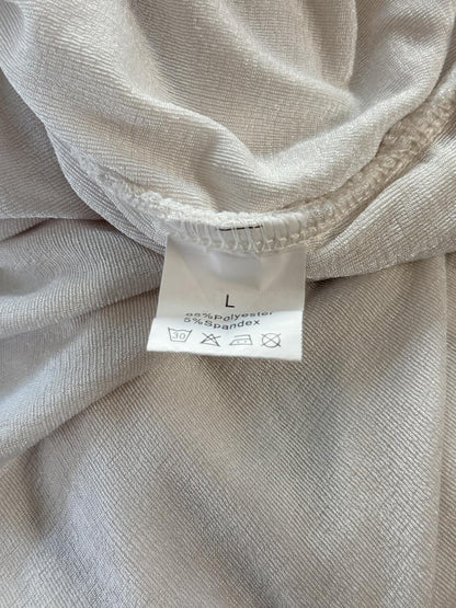 One Shoulder Ruched Bodycon Dress Champagne Beige Mini Cocktail Party Sz Large