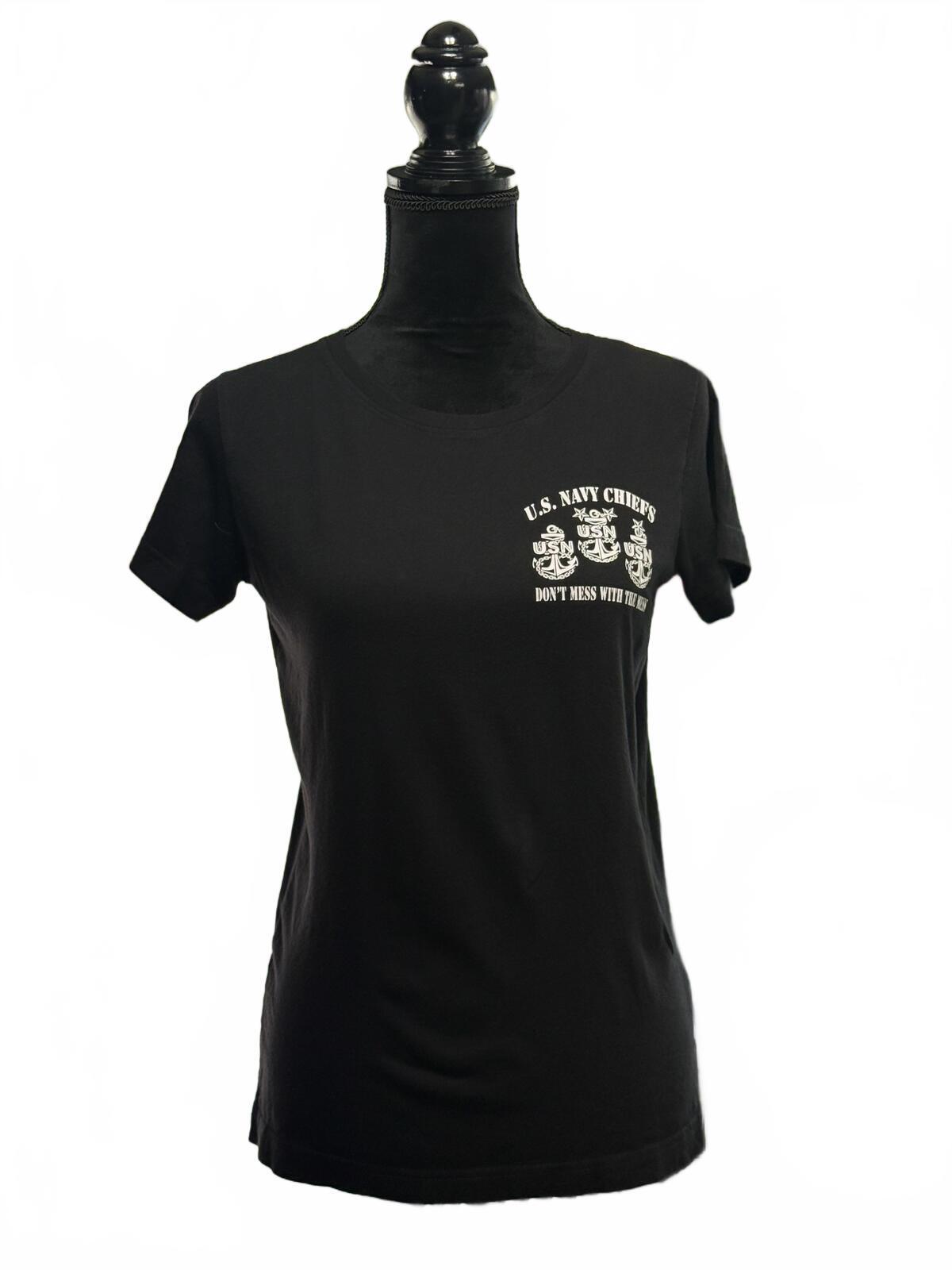 U.S. Navy Chiefs T-Shirt Small Black Don’t Mess With The Mess Graphic Tee USN