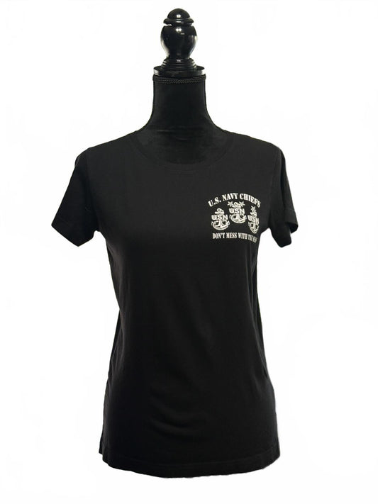 U.S. Navy Chiefs T-Shirt Small Black Don’t Mess With The Mess Graphic Tee USN