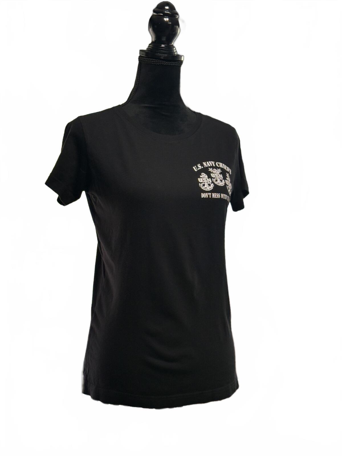 U.S. Navy Chiefs T-Shirt Small Black Don’t Mess With The Mess Graphic Tee USN