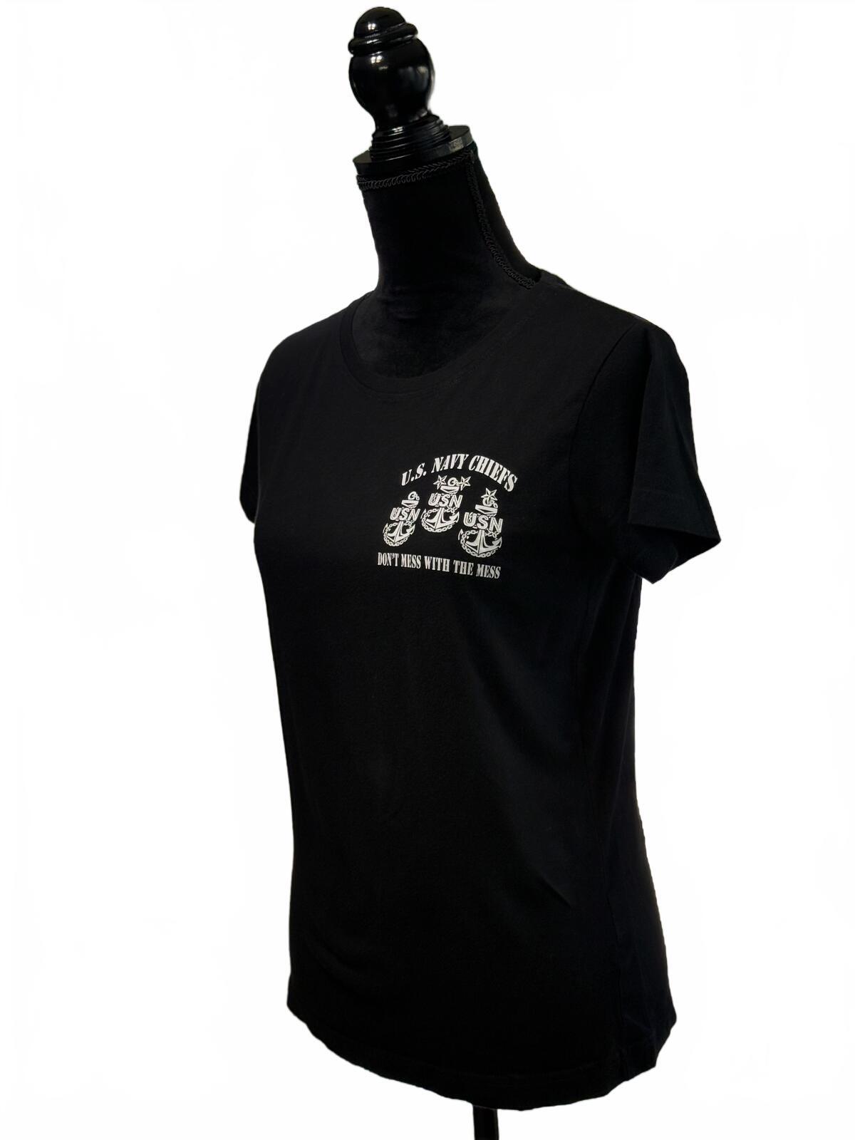 U.S. Navy Chiefs T-Shirt Small Black Don’t Mess With The Mess Graphic Tee USN