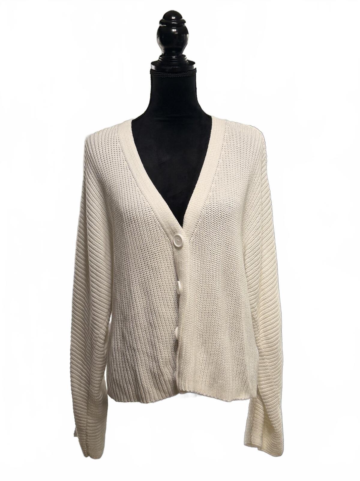 Forever 21+ Cardigan 3X Oatmeal Beige Ribbed Knit Oversized Button Up Soft Cozy